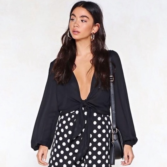 Nasty Gal Hang Me to Dry Tie Blouse - Picture 1 of 5
